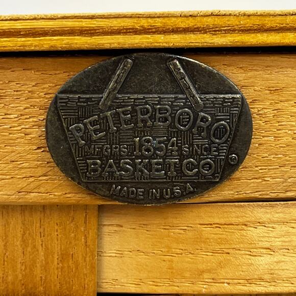 Peterboro Basket Co. Wooden Hand Basket Plastic Liner Picnic Cottagecore - Picture 2 of 13